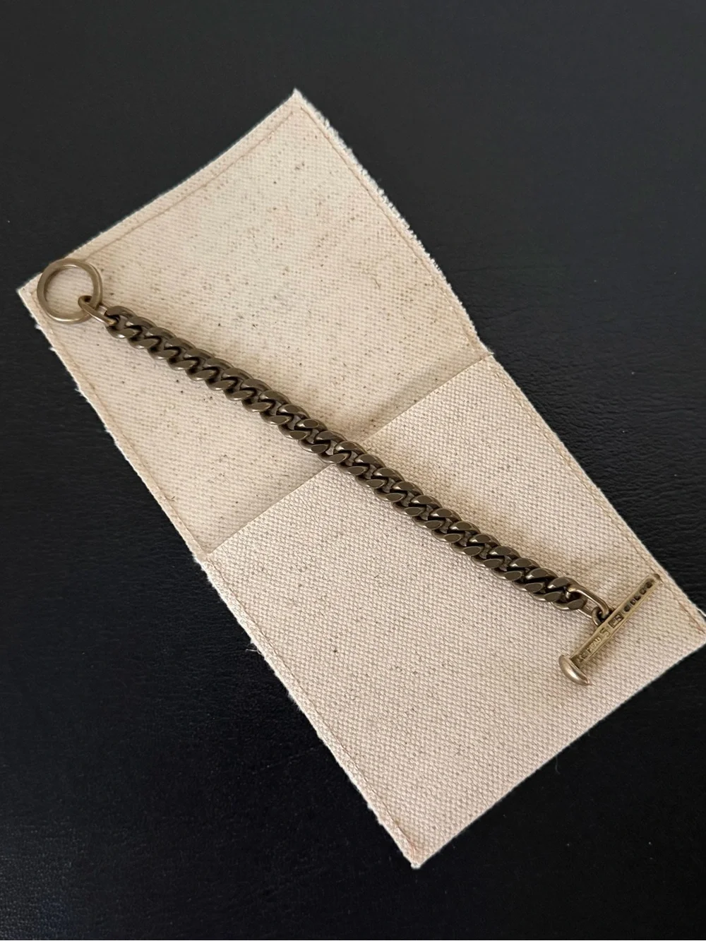 Giles & Brother Men's Railroad Spike Toggle Chain Bracelet in Antique Gold OS
